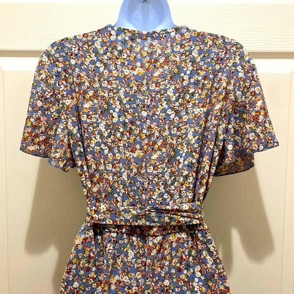 Simplee Blue Floral Wrap Ruffle Hem Maxi Dress - Picture 6 of 10